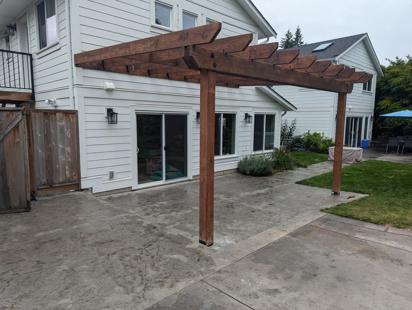 Attached pergola timber frame